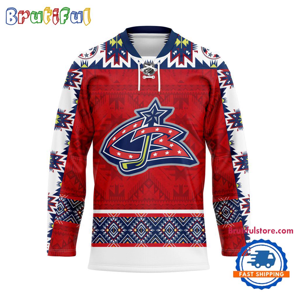 NHL Columbus Blue Jackets Personalized Native American Hockey Jersey