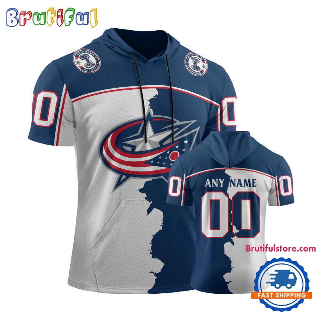 NHL Columbus Blue Jackets Special Home Mix Away Short Sleeve Hoodie
