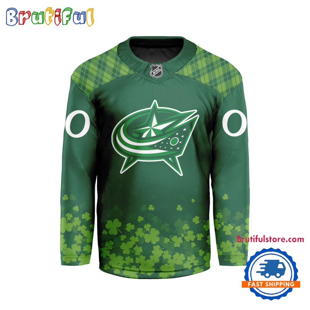 NHL Columbus Blue Jackets St.Patrick's Day New Design Hockey Jersey, NHL Patricks Day Jersey