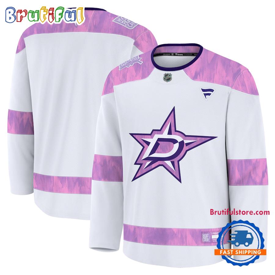 NHL Dallas Stars 2024 Hockey Fights Cancer Practice Jersey Shirt