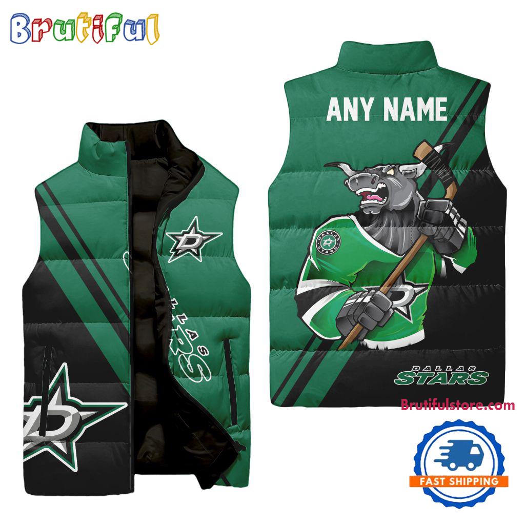 NHL Dallas Stars Custom Name Sleeveless Puffer Jacket, Hockey Team Jacket Fans Gifts
