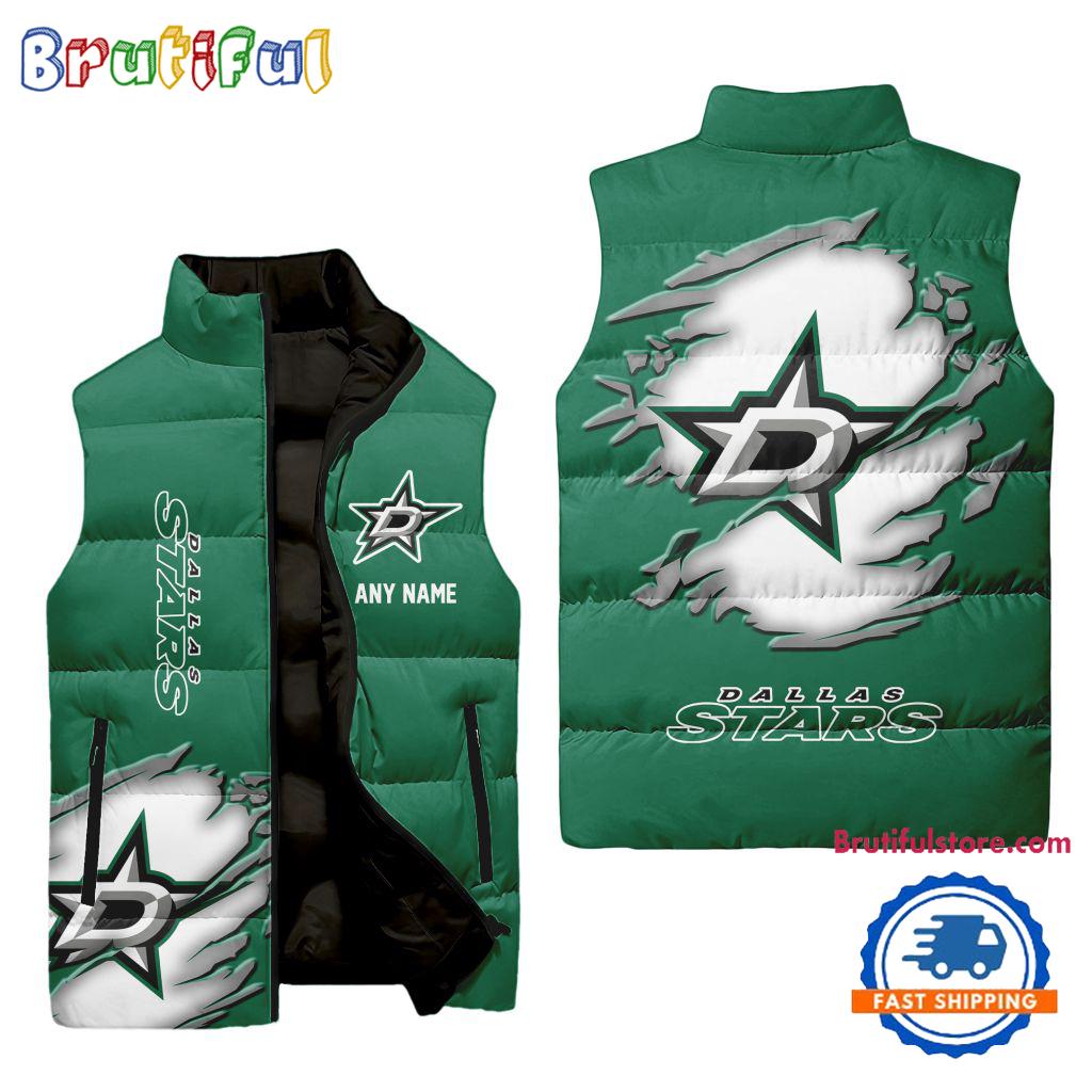 NHL Dallas Stars Personalized Hockey Logo Team Sleeveless Puffer Jacket