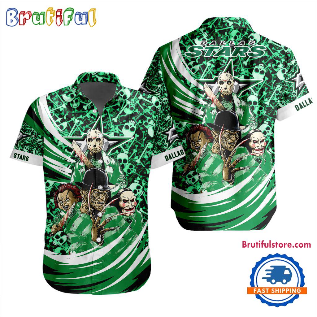 NHL Dallas Stars Special Movies Character Halloween Design Hawaiian Button Shirt