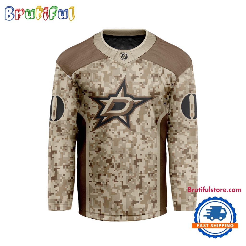 NHL Dallas Stars Special Veterans Military Desert Camouflage Design Hockey Jersey