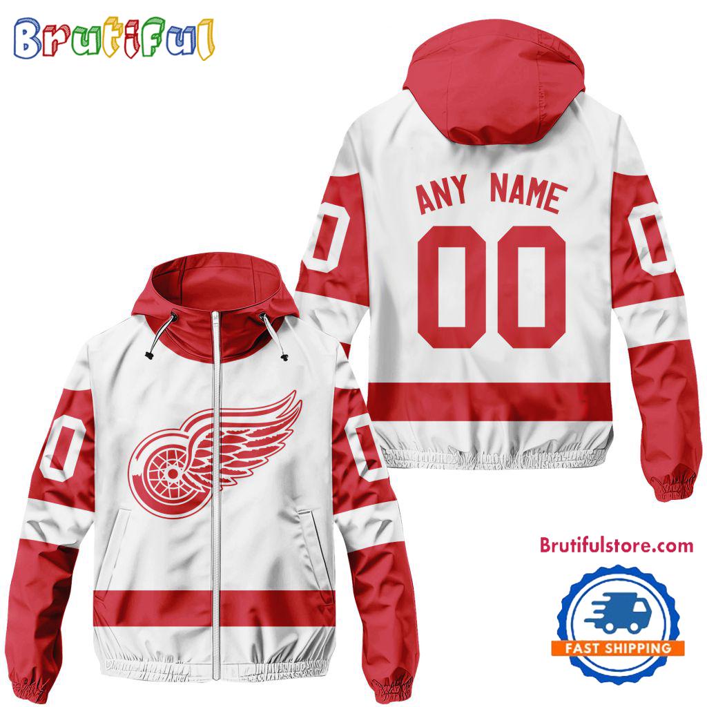 NHL Detroit Red Wings Away Windbreaker Outdoor Jacket, Personalized Hockey Team Jacket Outfits