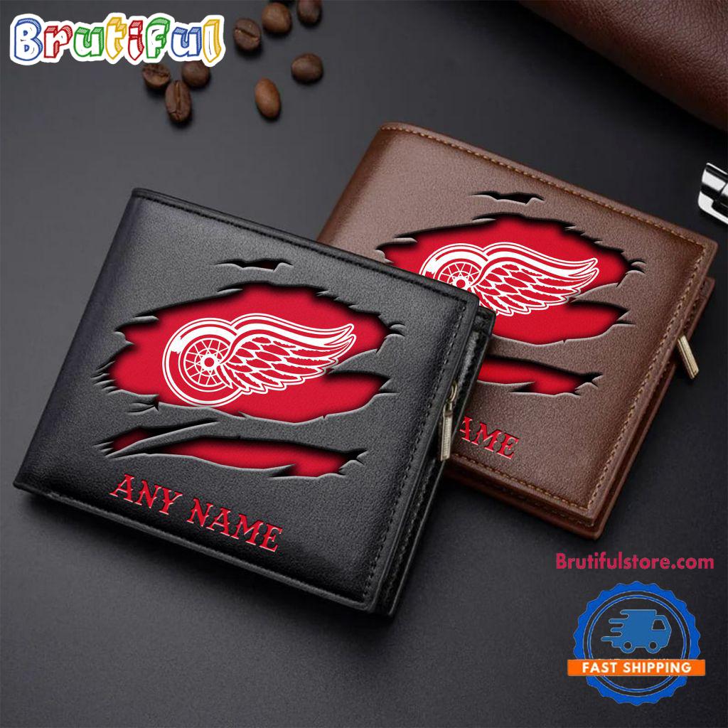 NHL Detroit Red Wings Custom Name Wallet, Hockey Team Design Men's Wallet