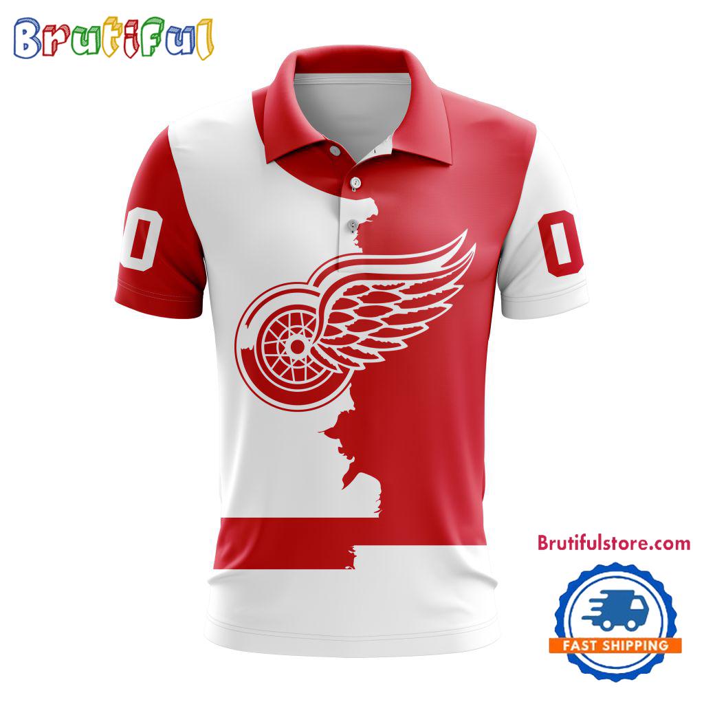 NHL Detroit Red Wings Personalize Home Mix Away Kits Polo Shirts
