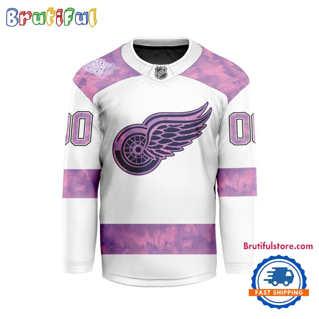 NHL Detroit Red Wings Personalized Hockey Fights Cancer Design Jersey
