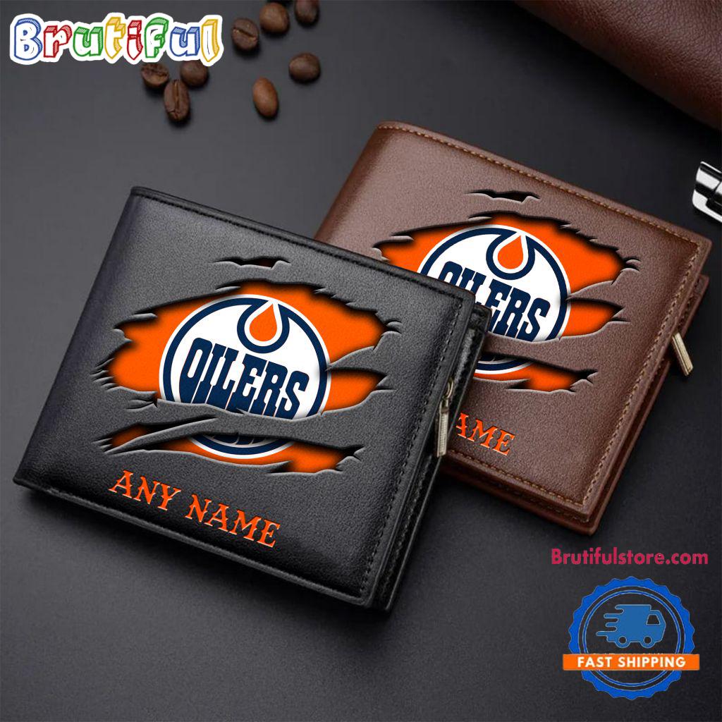 NHL Edmonton Oilers Custom Name Wallet, Hockey Team Design Men's Wallet