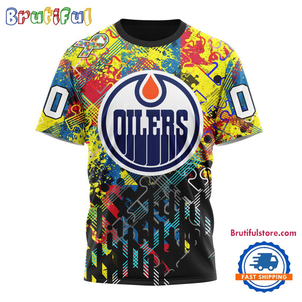 NHL Edmonton Oilers Hockey Logo Team Autism Awareness Design TShirt, Sweatshirt, Hoodie