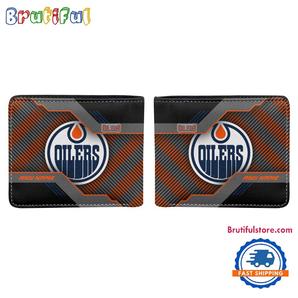 NHL Edmonton Oilers Hockey Logo Team Personalized Name Black Men's Wallet