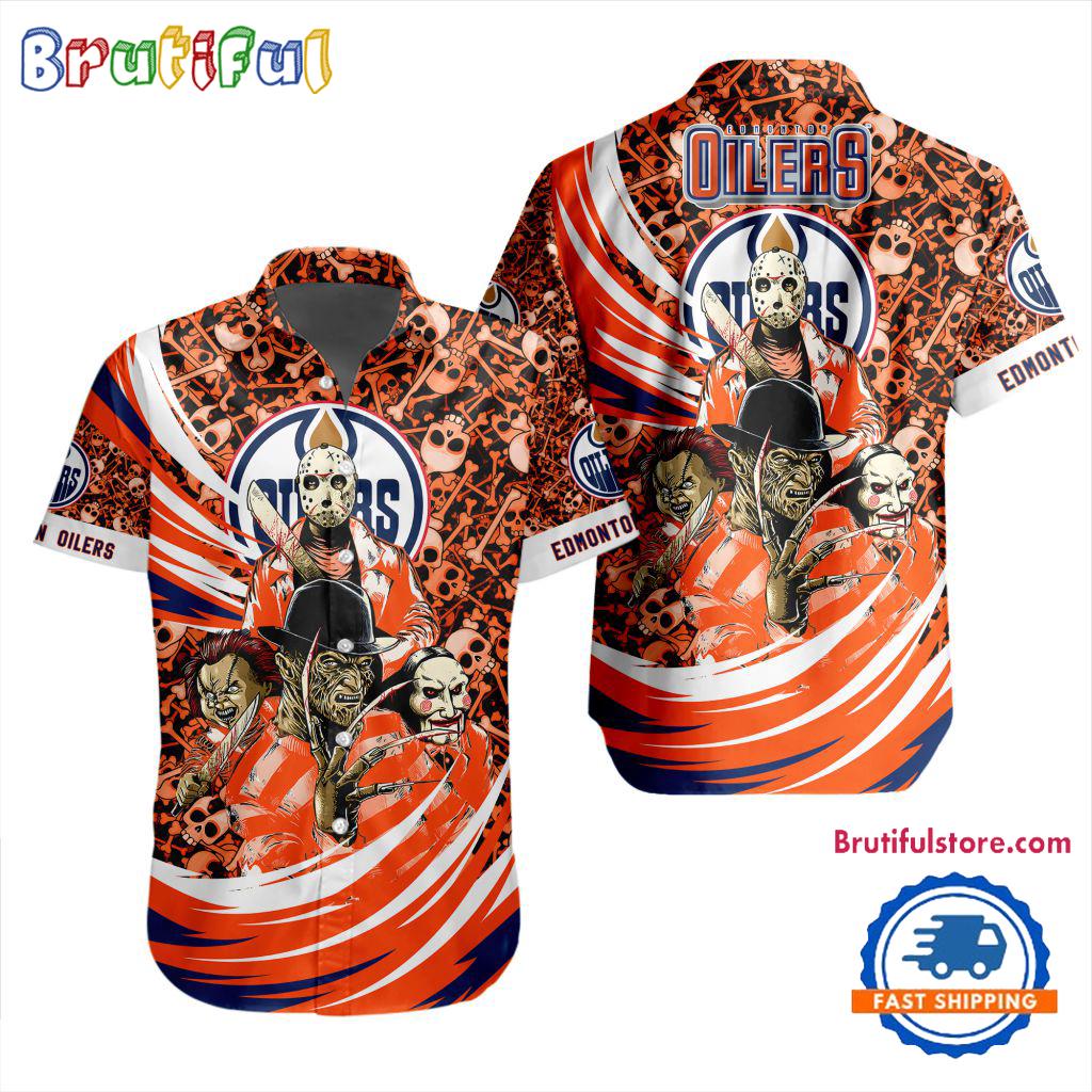 NHL Edmonton Oilers Special Movies Character Halloween Design Hawaiian Button Shirt