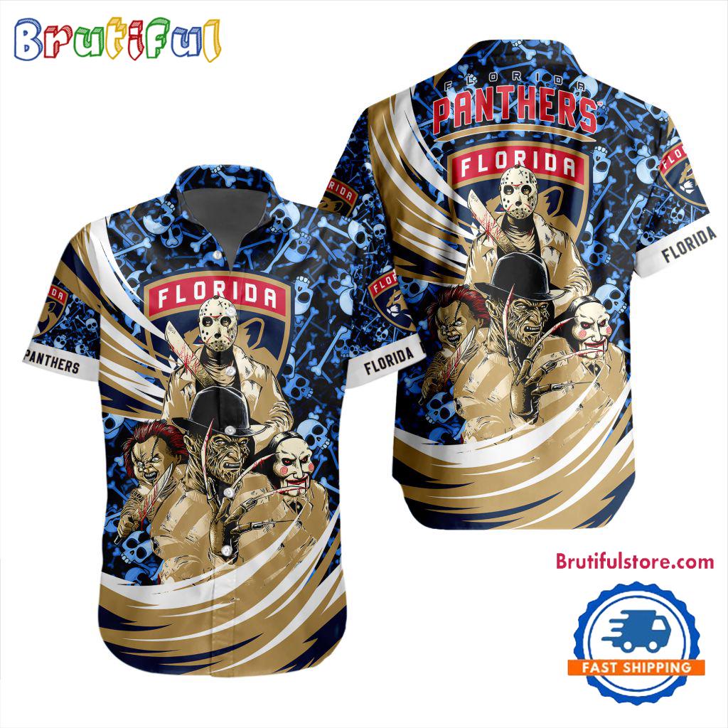 NHL Florida Panthers Special Movies Character Halloween Design Hawaiian Button Shirt