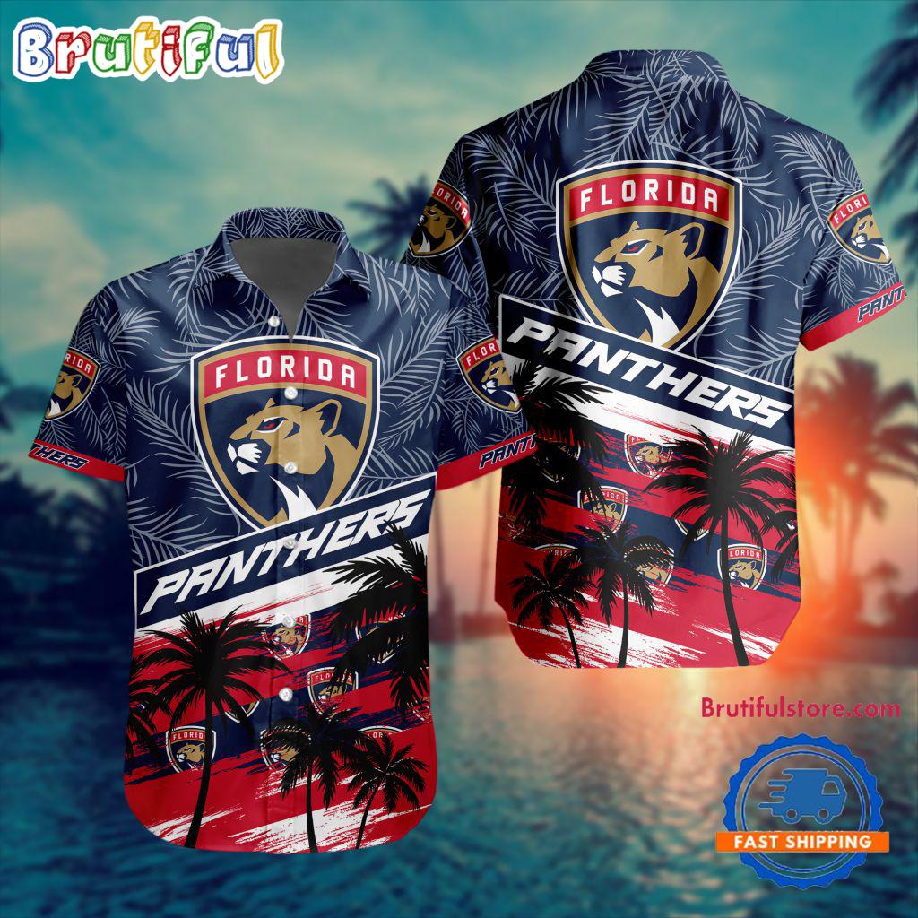 NHL Florida Panthers Special Palm Tree Hawaiian Button Shirt