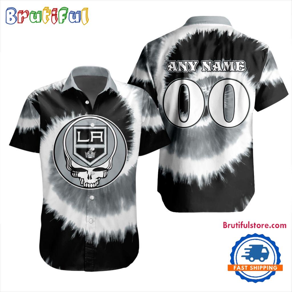 NHL Los Angeles Kings Grateful Dead Tie-Dye Hawaiian Design Button Shirt