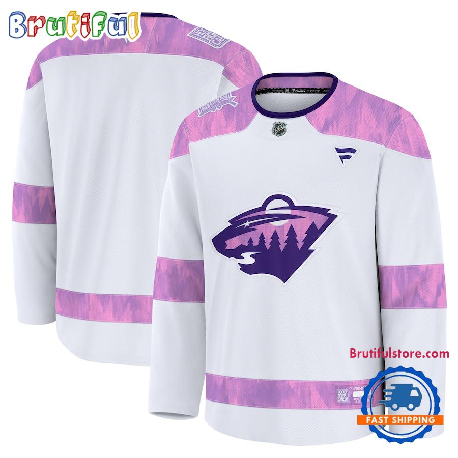 NHL Minnesota Wild 2024 Hockey Fights Cancer Practice Jersey Shirt