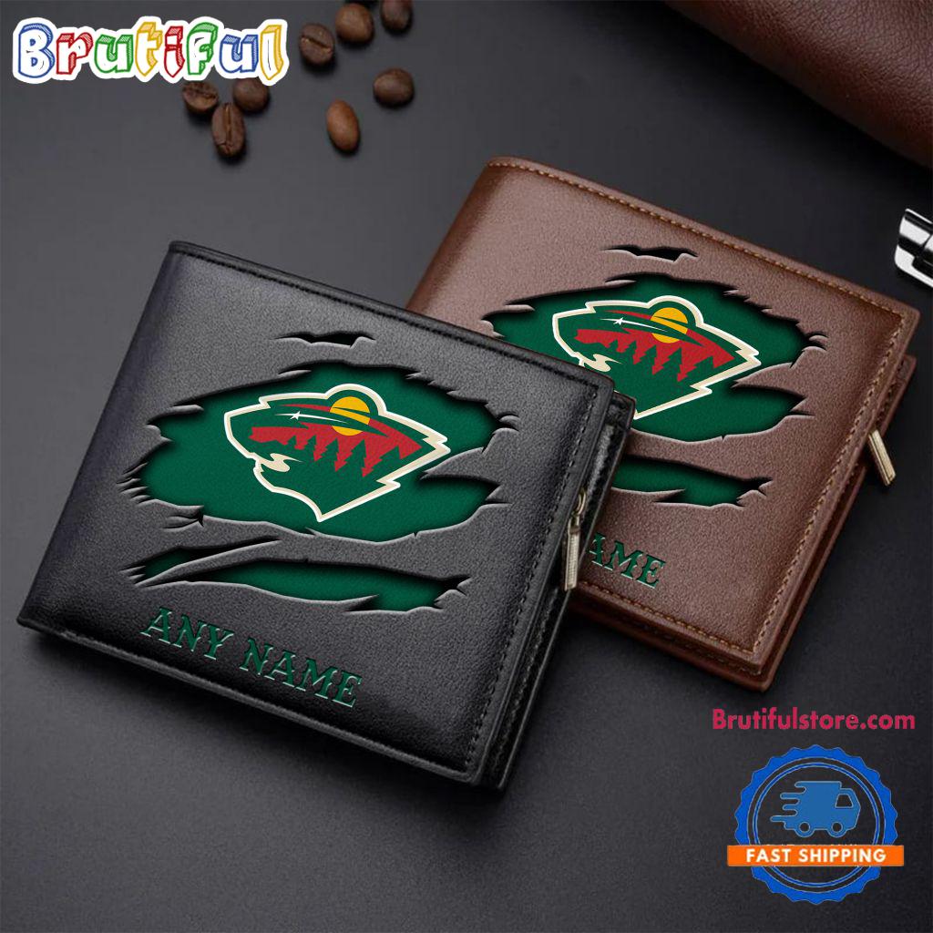 NHL Minnesota Wild Custom Name Wallet, Hockey Team Design Men's Wallet