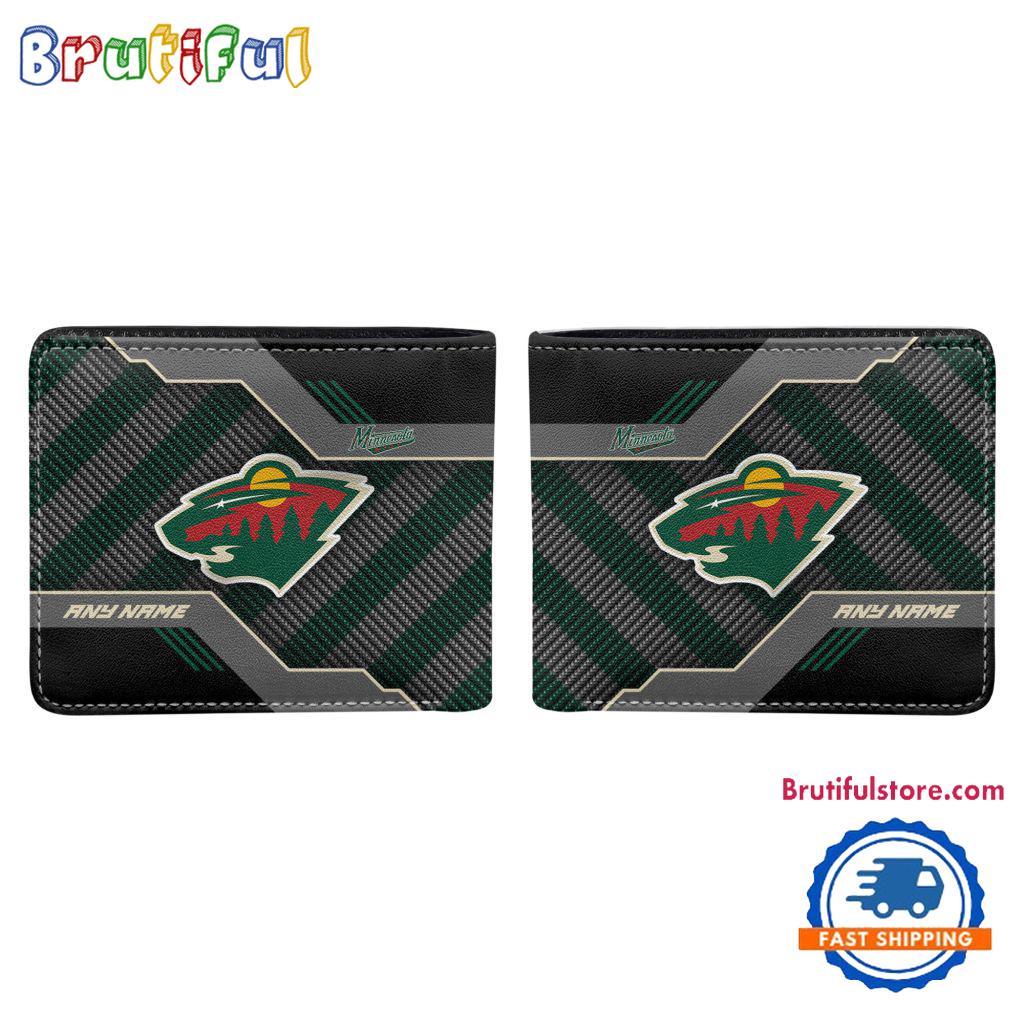 NHL Minnesota Wild Hockey Logo Team Personalized Name Black Men's Wallet
