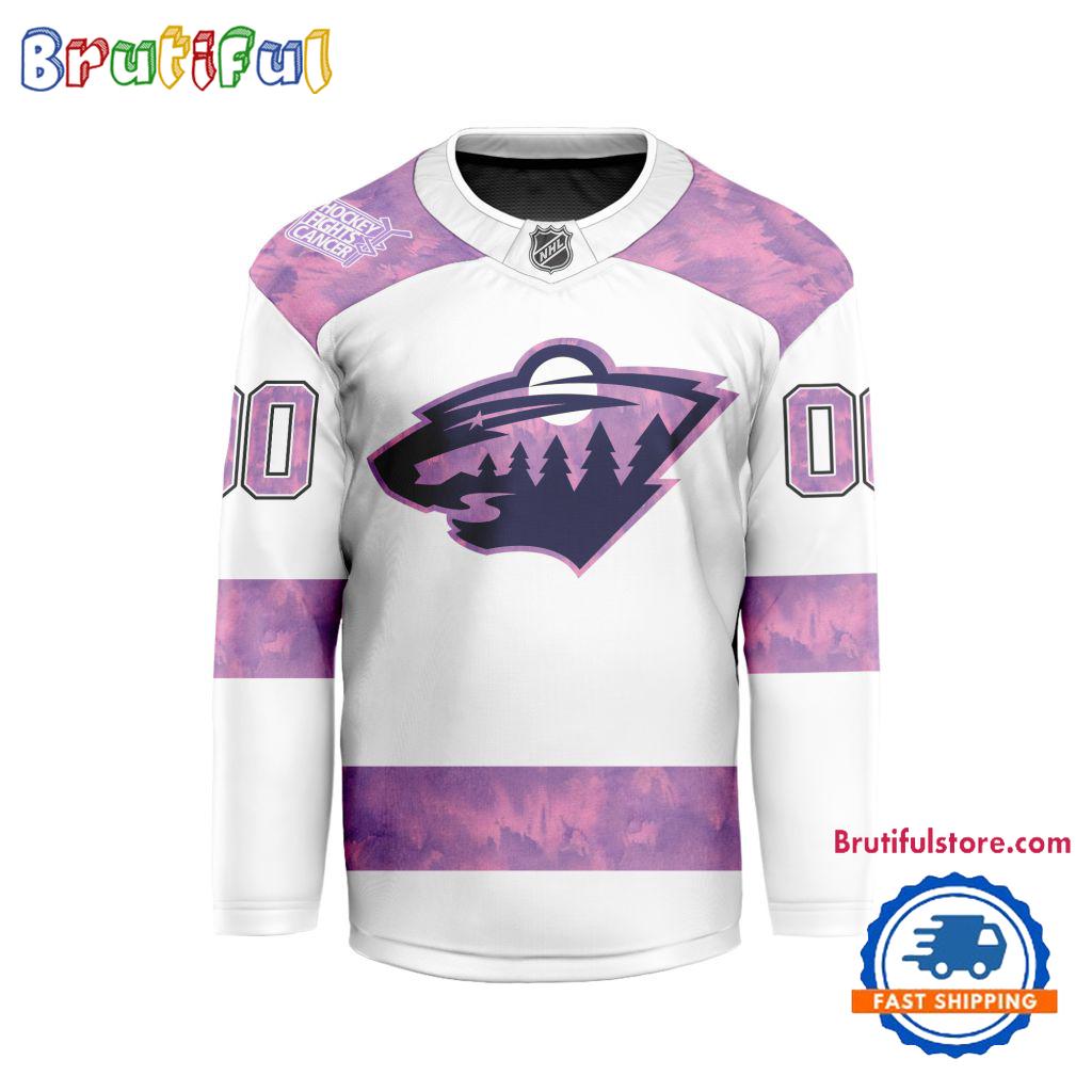 NHL Minnesota Wild Personalized Hockey Fights Cancer Design Jersey
