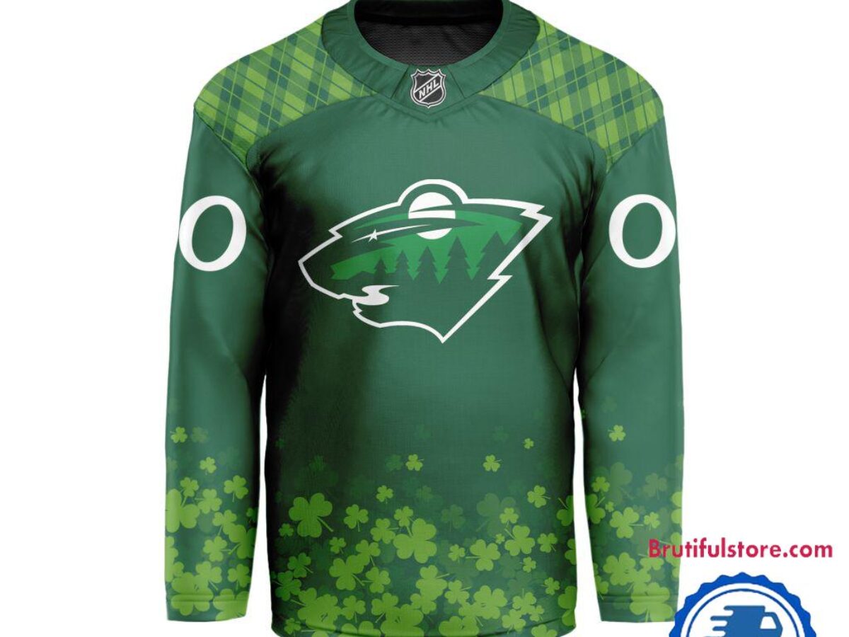 美品 Sneeze Kit Jersey (GREEN) ほぼ新品未使用 NHL Minnesota Wild St.Patrick's Day New Design Hockey Jersey, NHL