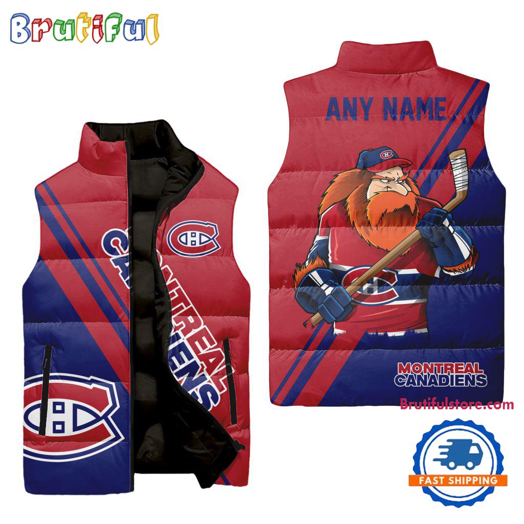 NHL Montreal Canadiens Custom Name Sleeveless Puffer Jacket, Hockey Team Jacket Fans Gifts