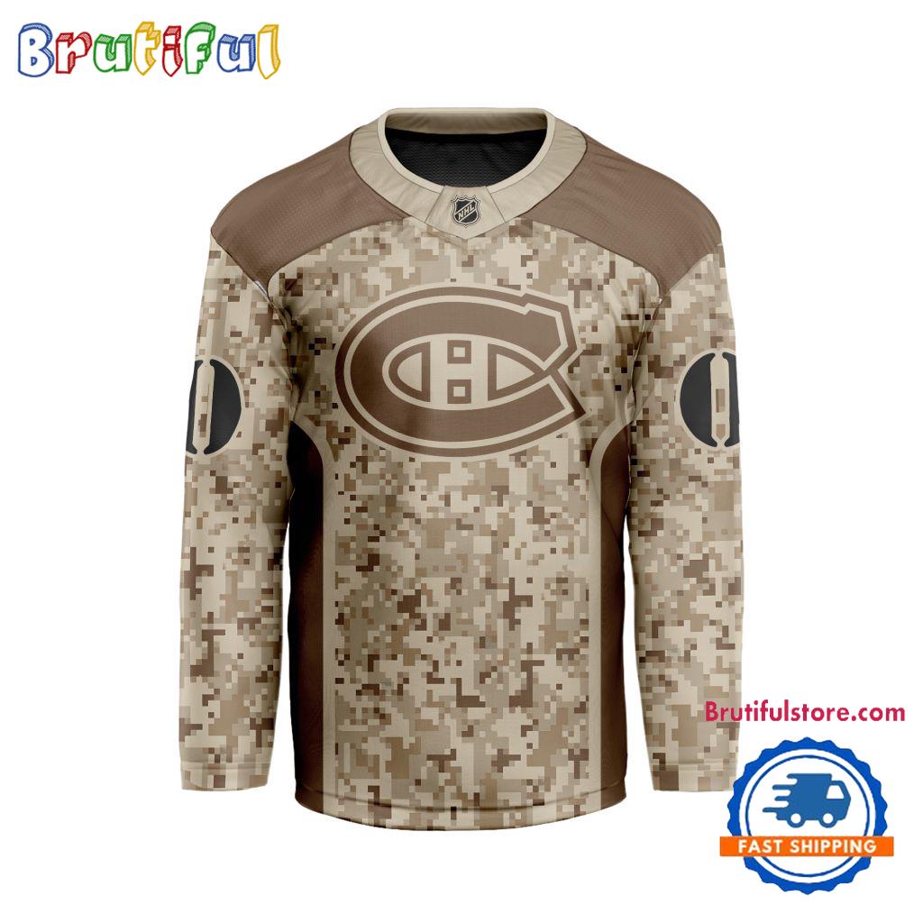 NHL Montreal Canadiens Special Veterans Military Desert Camouflage Design Hockey Jersey