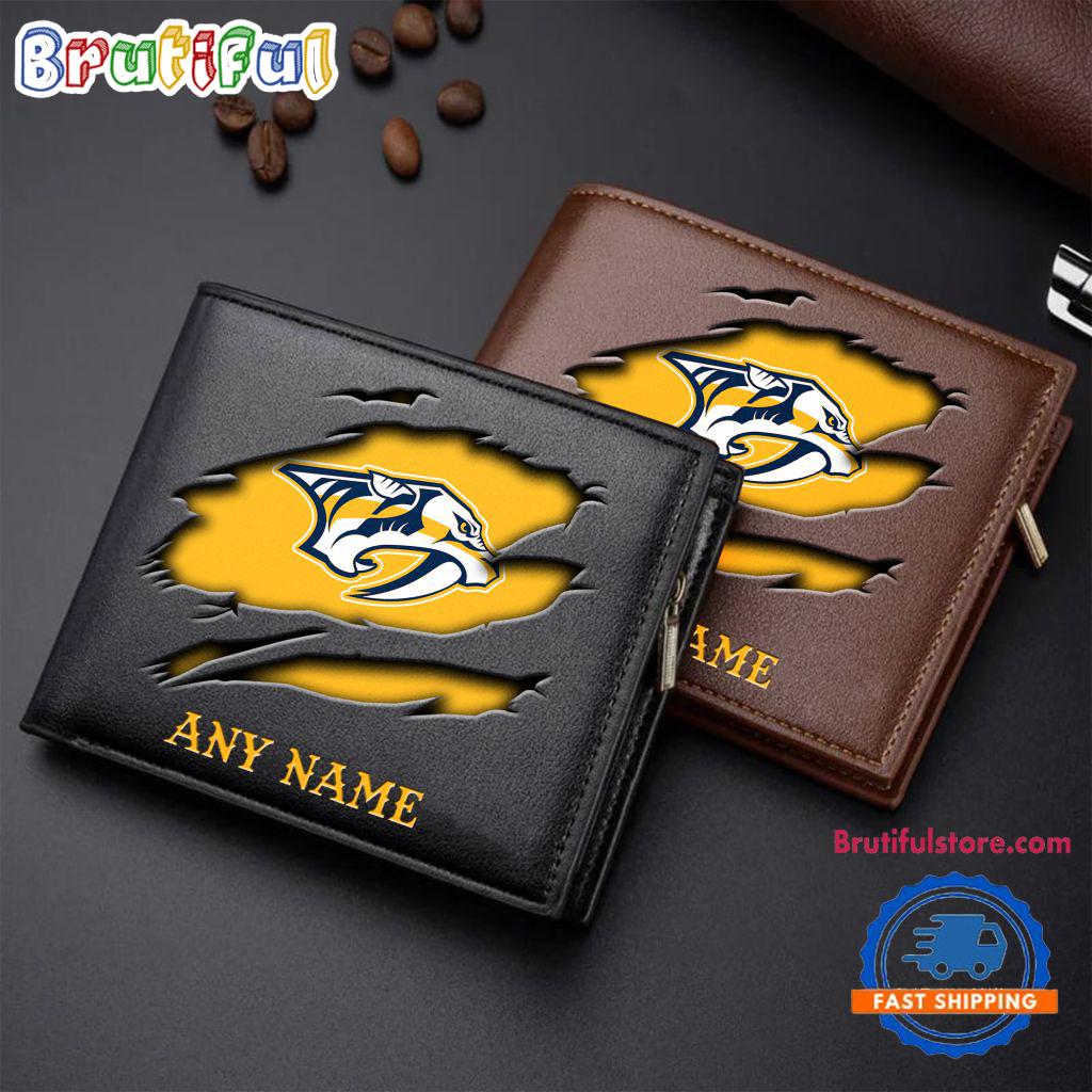 NHL Nashville Predators Custom Name Wallet, Hockey Team Design Men's Wallet