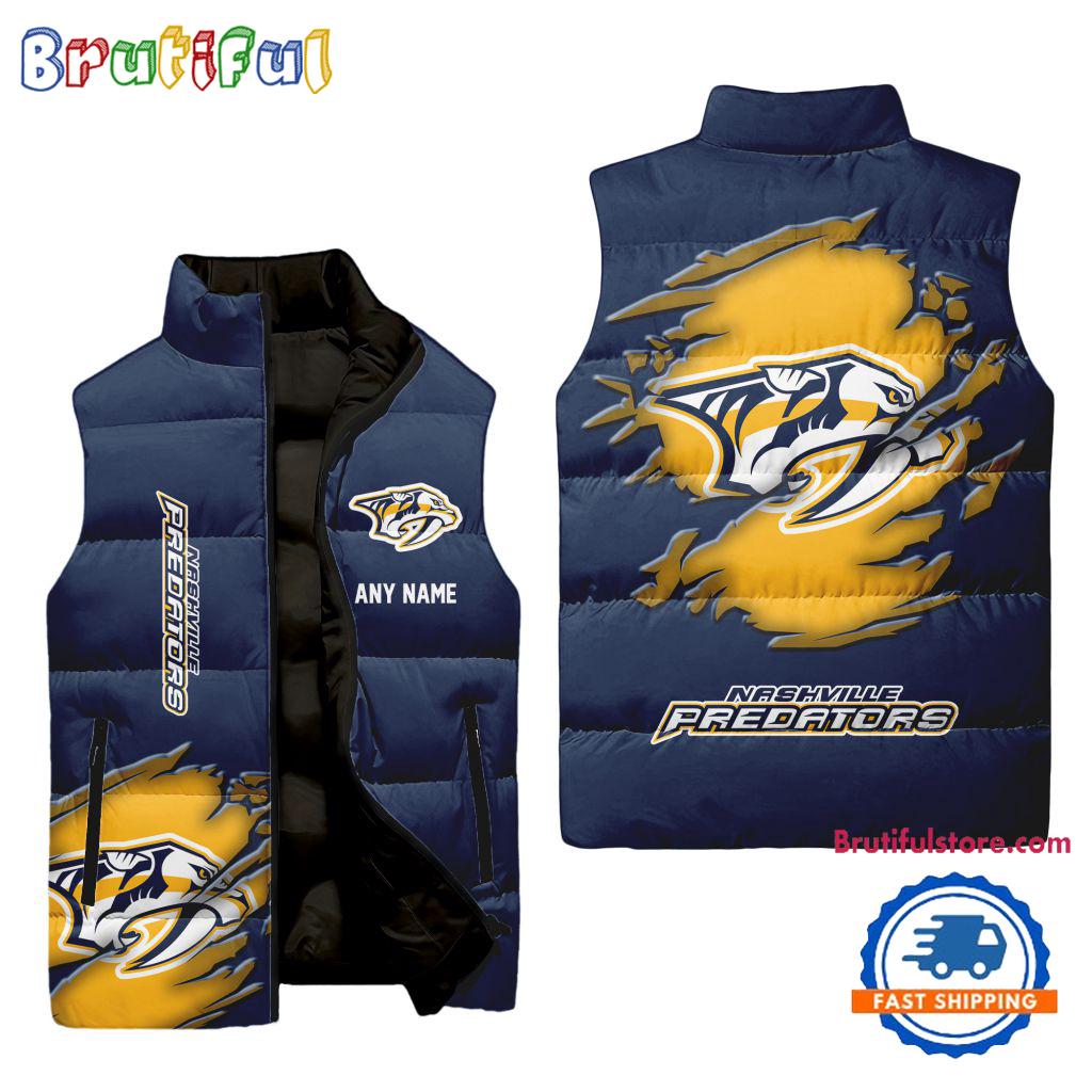 NHL Nashville Predators Personalized Hockey Logo Team Sleeveless Puffer Jacket
