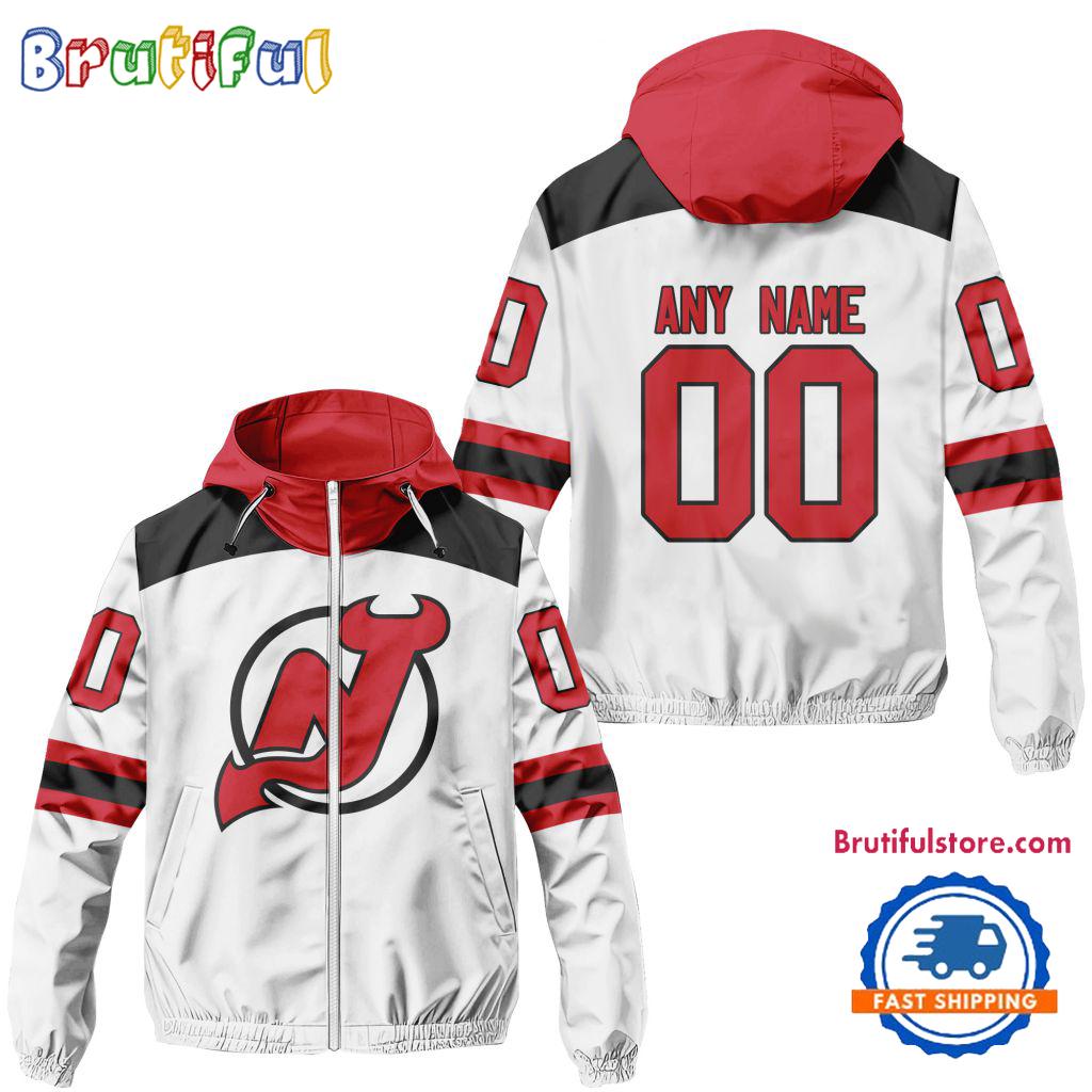 NHL New Jersey Devils Away Windbreaker Outdoor Jacket, Personalized Hockey Team Jacket Outfits
