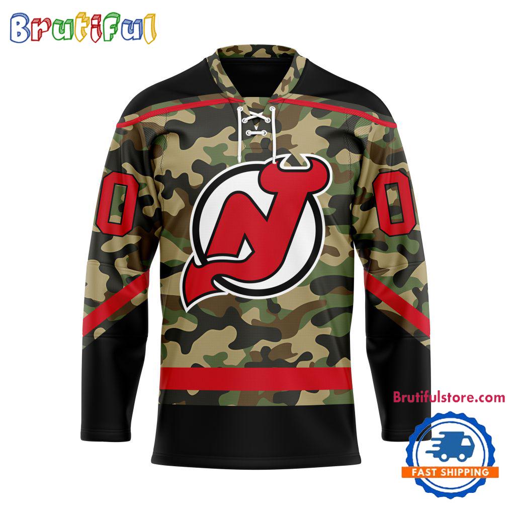 NHL New Jersey Devils Camo Veterans Custom Hockey Jersey