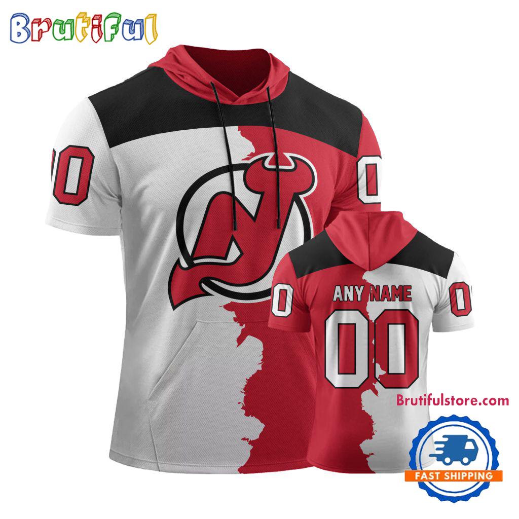 NHL New Jersey Devils Special Home Mix Away Short Sleeve Hoodie