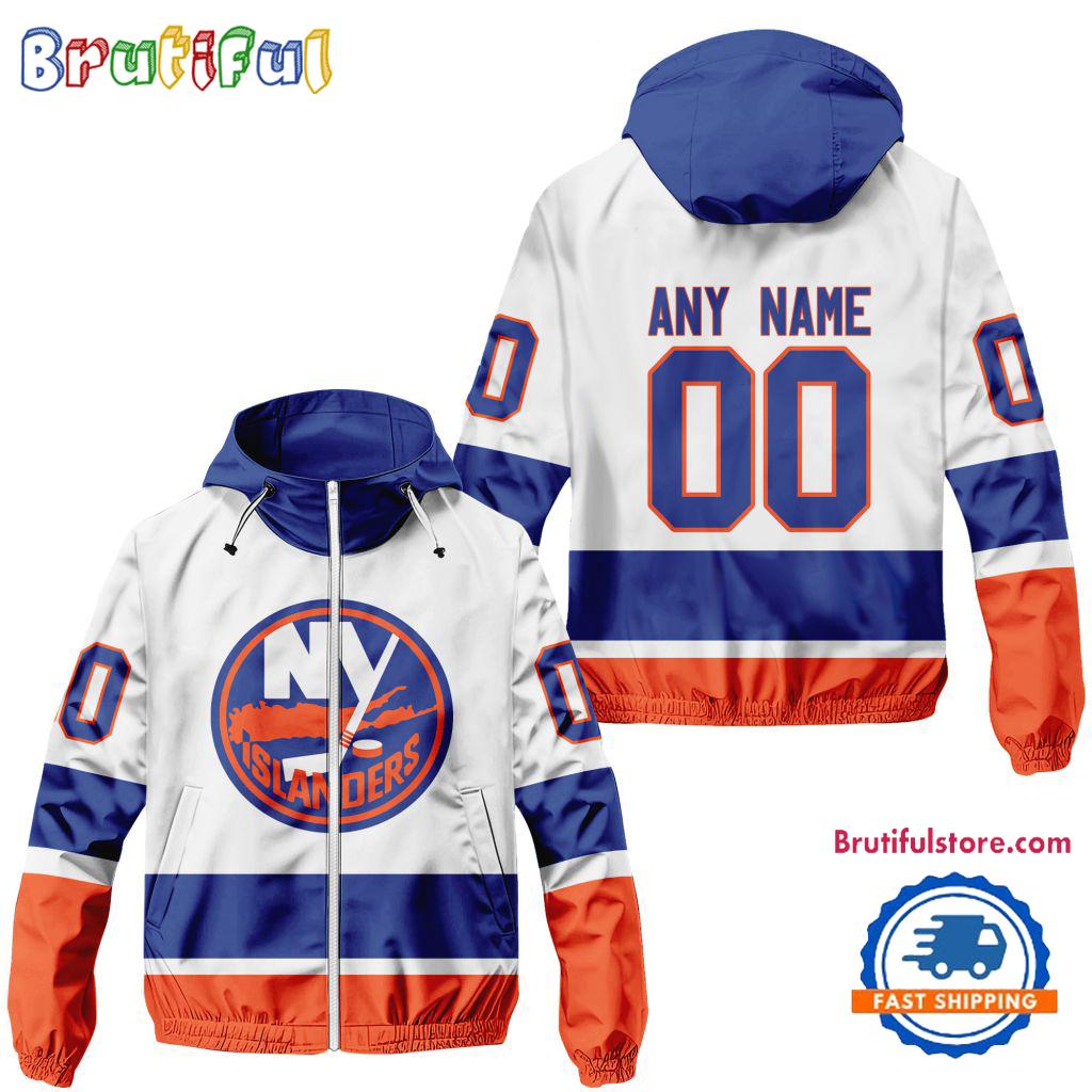 NHL New York Islanders Away Windbreaker Outdoor Jacket, Personalized Hockey Team Jacket Outfits