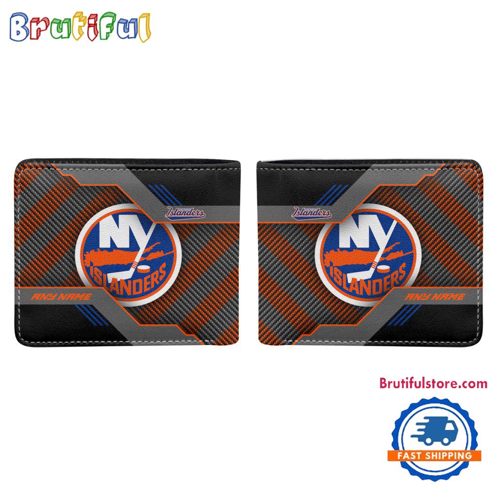 NHL New York Islanders Hockey Logo Team Personalized Name Black Men's Wallet