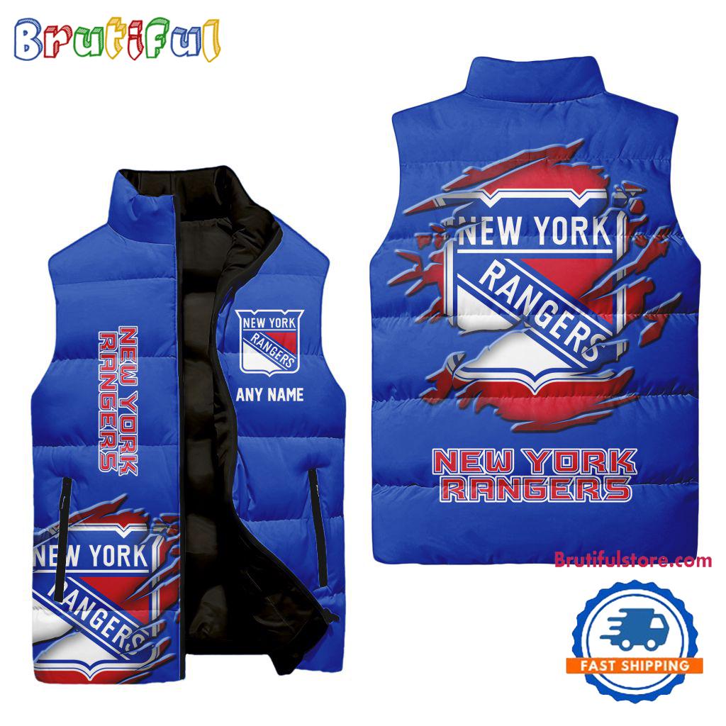 NHL New York Rangers Personalized Hockey Logo Team Sleeveless Puffer Jacket