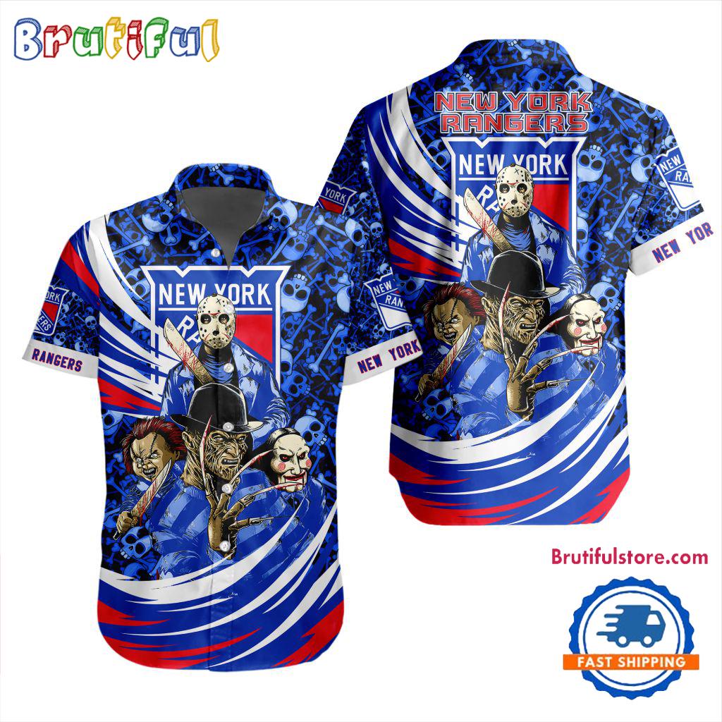 NHL New York Rangers Special Movies Character Halloween Design Hawaiian Button Shirt