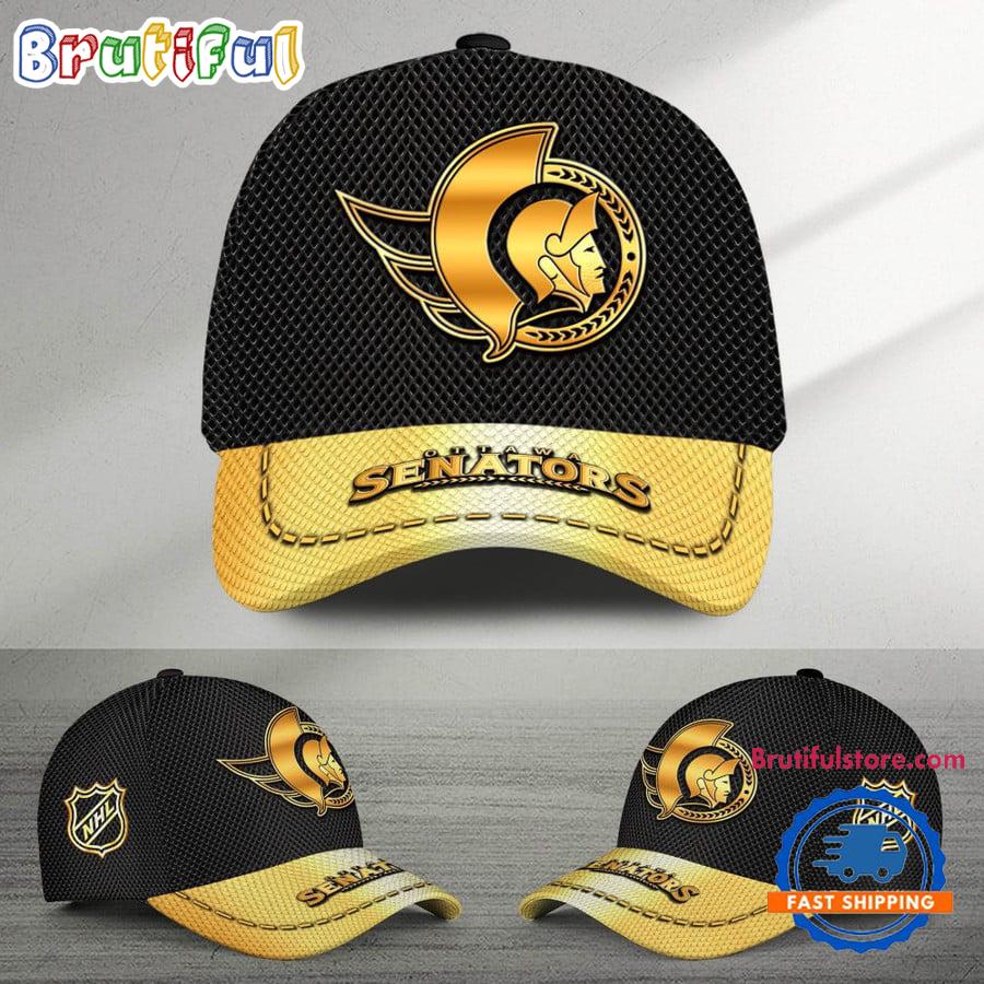 NHL Ottawa Senators Black And Gold Design Cap Hats