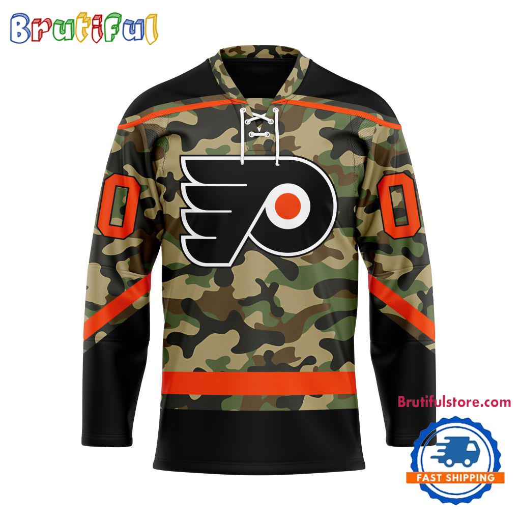 NHL Philadelphia Flyers Camo Veterans Custom Hockey Jersey