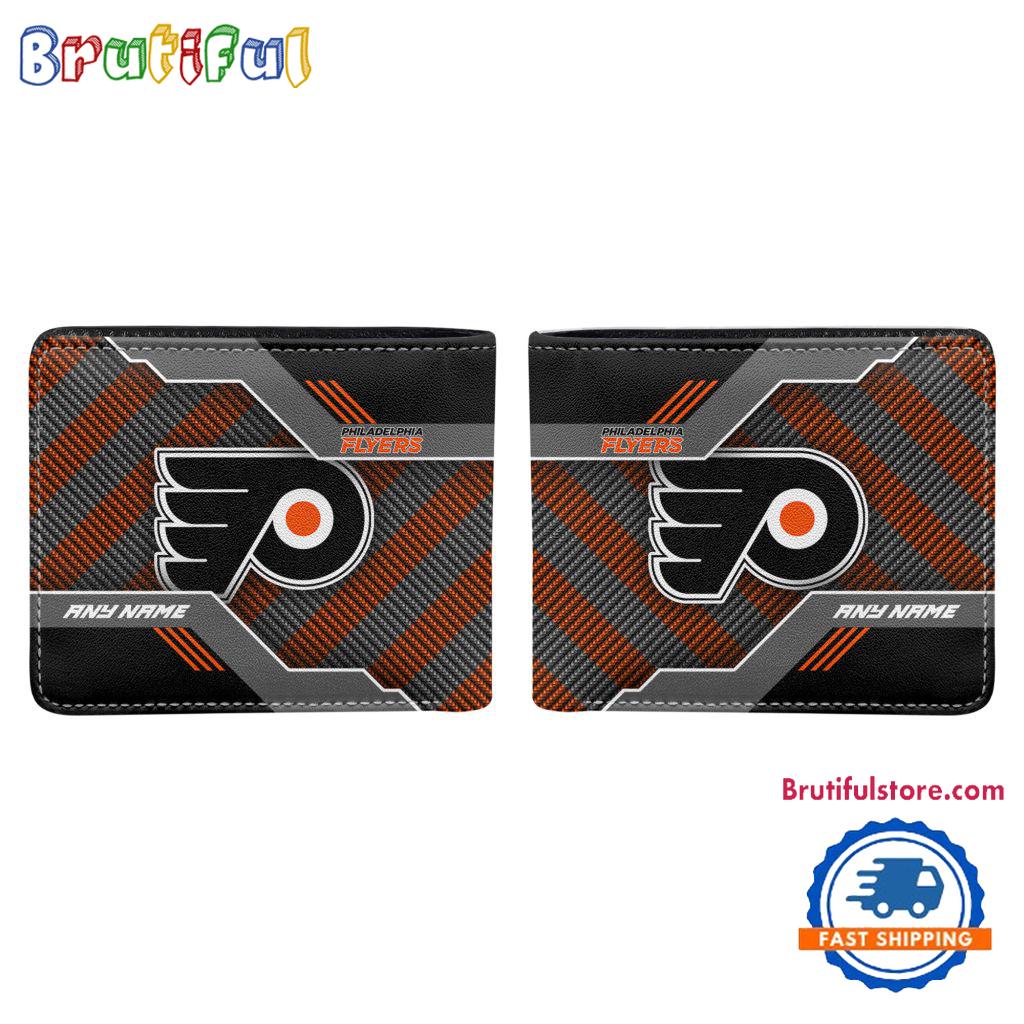 NHL Philadelphia Flyers Hockey Logo Team Personalized Name Black Men's Wallet