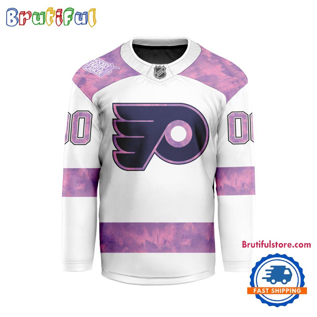 NHL Philadelphia Flyers Personalized Hockey Fights Cancer Design Jersey