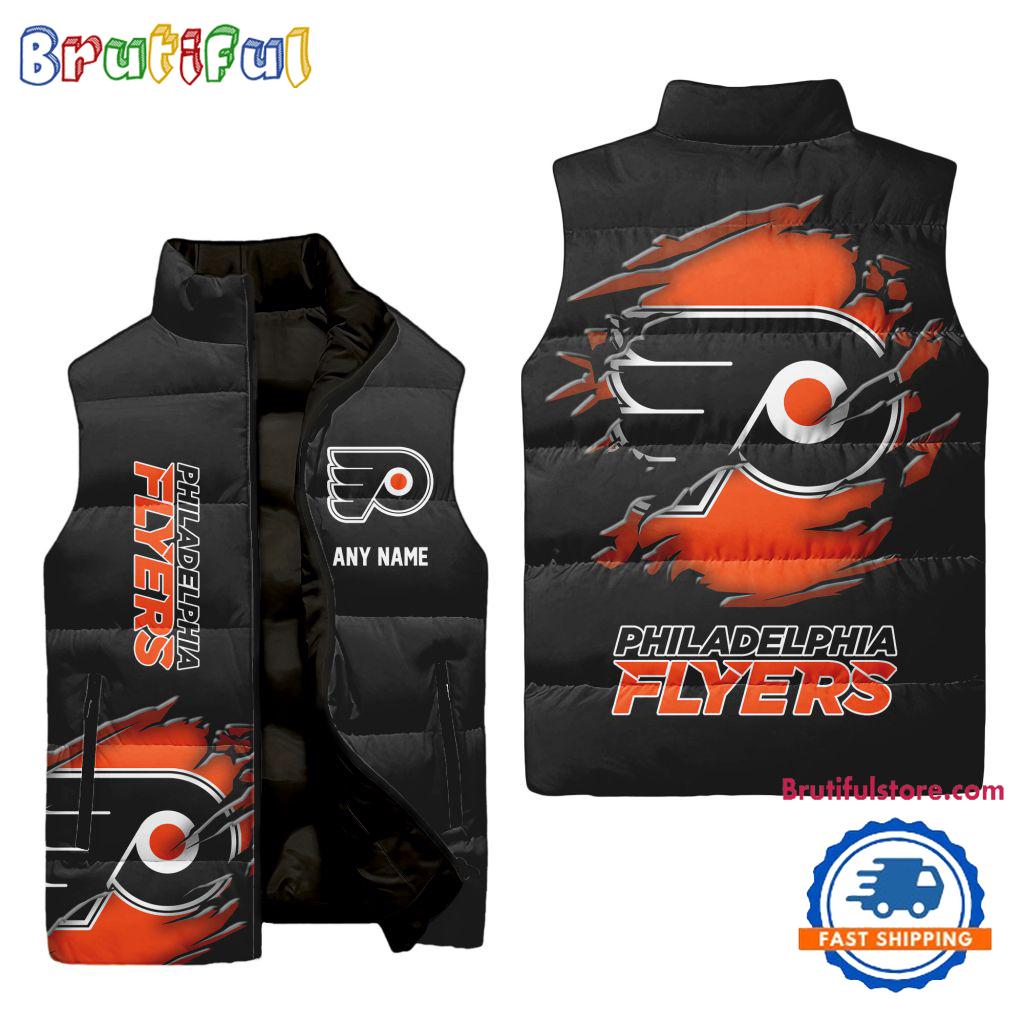 NHL Philadelphia Flyers Personalized Hockey Logo Team Sleeveless Puffer Jacket