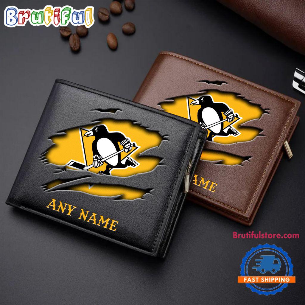 NHL Pittsburgh Penguins Custom Name Wallet, Hockey Team Design Men's Wallet