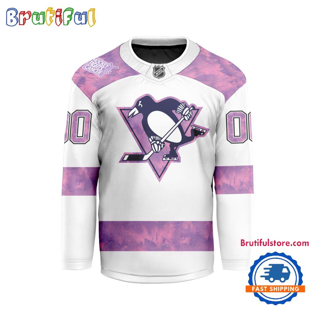 NHL Pittsburgh Penguins Personalized Hockey Fights Cancer Design Jersey