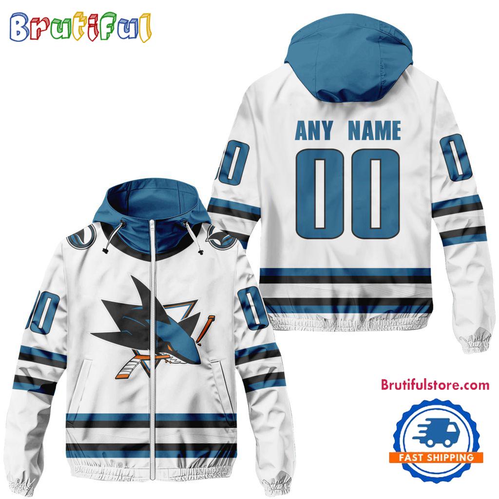 NHL San Jose Sharks Away Windbreaker Outdoor Jacket, Personalized Hockey Team Jacket Outfits