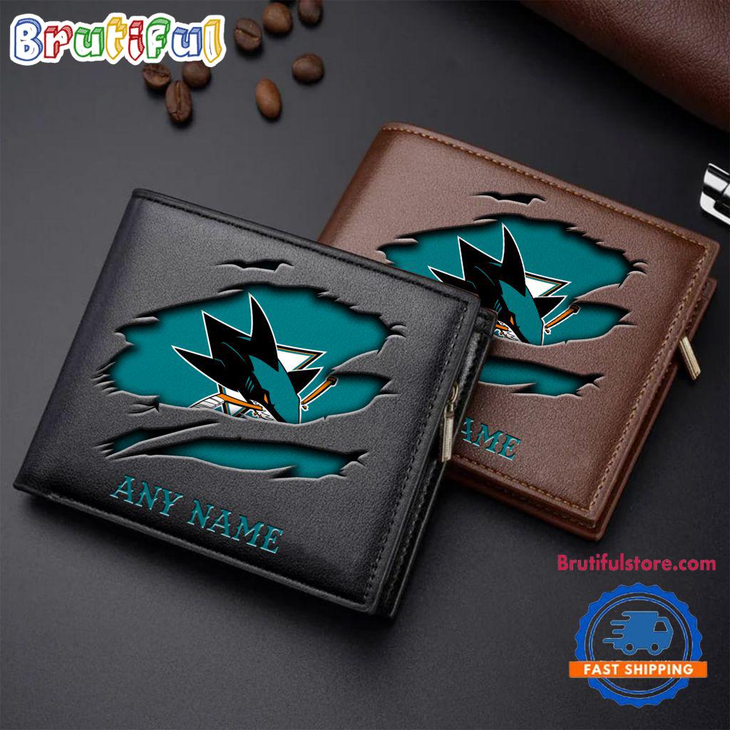 NHL San Jose Sharks Custom Name Wallet, Hockey Team Design Men's Wallet