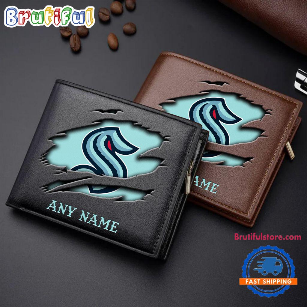 NHL Seattle Kraken Custom Name Wallet, Hockey Team Design Men's Wallet