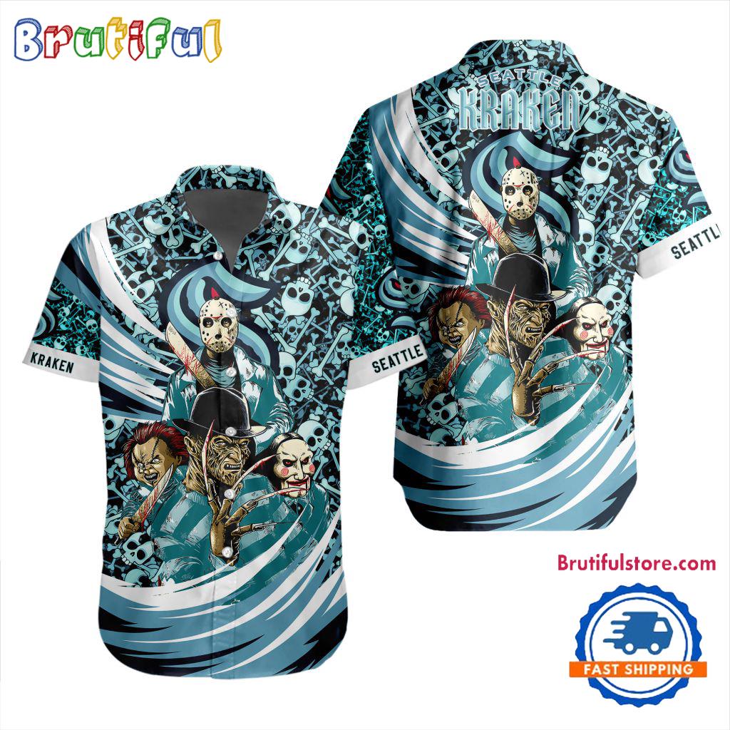 NHL Seattle Kraken Special Movies Character Halloween Design Hawaiian Button Shirt