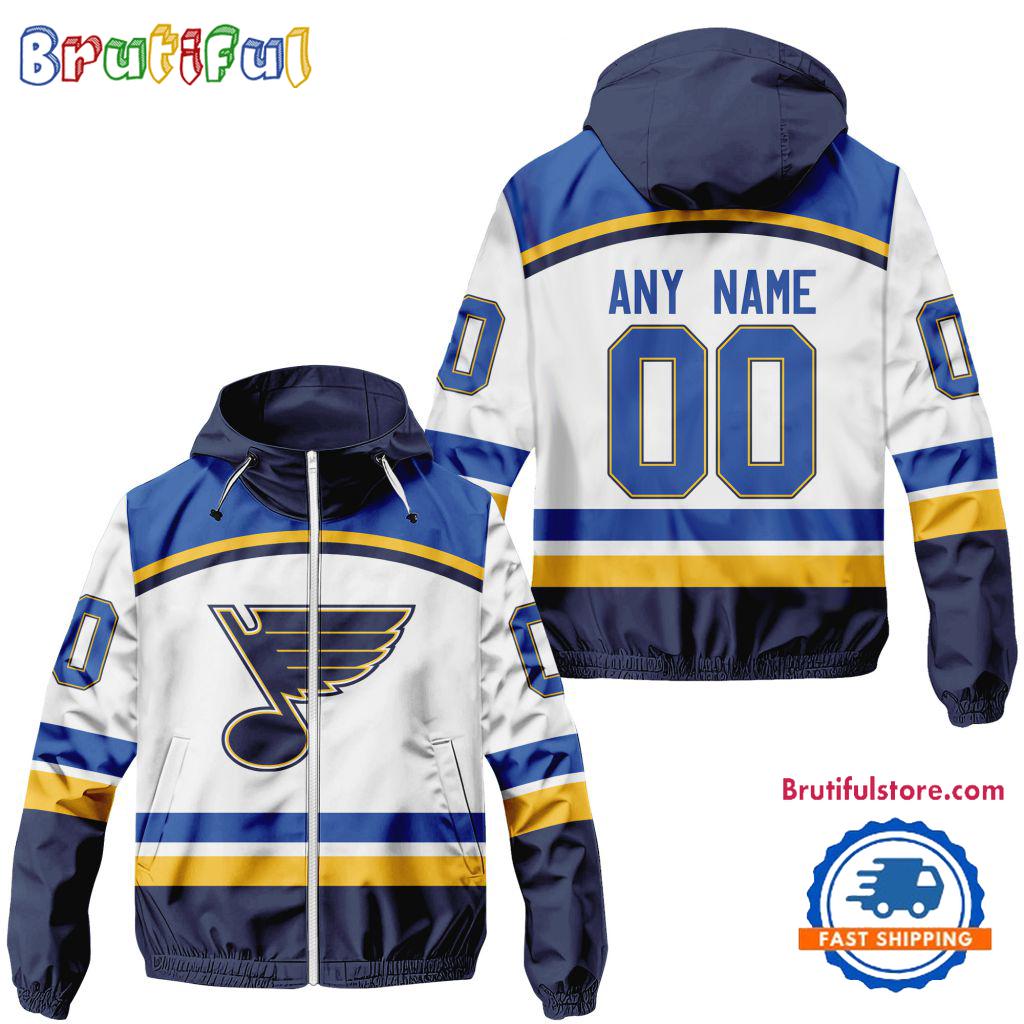 NHL St. Louis Blues Away Windbreaker Outdoor Jacket, Personalized Hockey Team Jacket Outfits