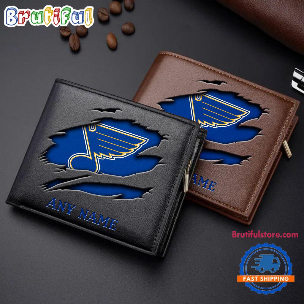 NHL St. Louis Blues Custom Name Wallet, Hockey Team Design Men's Wallet