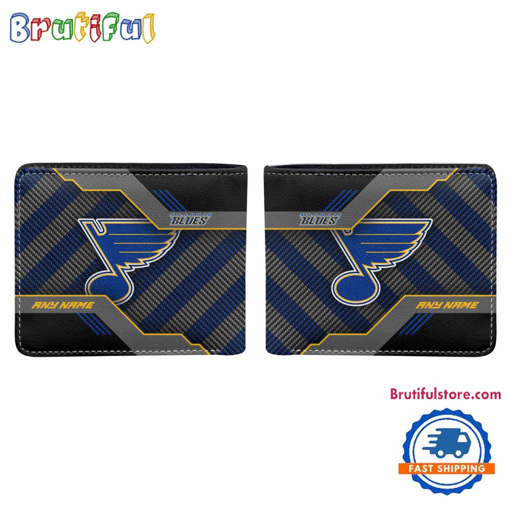 NHL St. Louis Blues Hockey Logo Team Personalized Name Black Men's Wallet