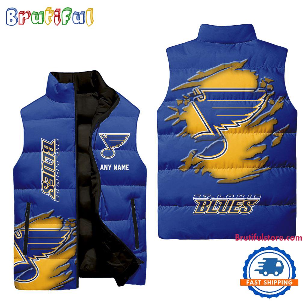 NHL St. Louis Blues Personalized Hockey Logo Team Sleeveless Puffer Jacket